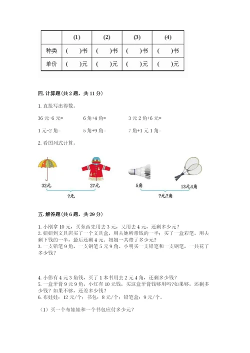 苏教版一年级下册数学第五单元-元、角、分-测试卷ab卷.docx