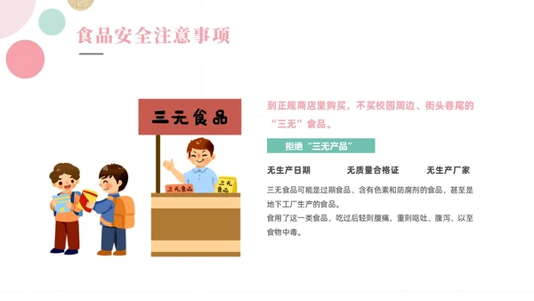 粉色绿色清新简约网格圆点小学生食品安全主题班会动态PPT食品安全宣传周