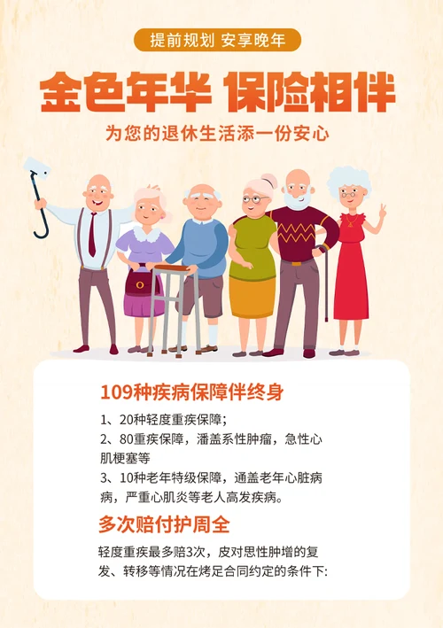 退休老年保险产品宣传海报