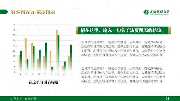 绿金配色安徽医科大学通用PPT模板