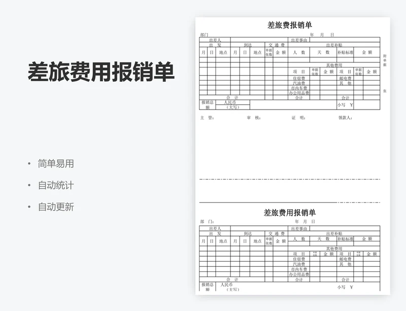 差旅费用报销单