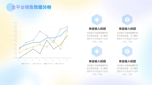 三色蓝紫黄弥散风运营工作总结PPT模板