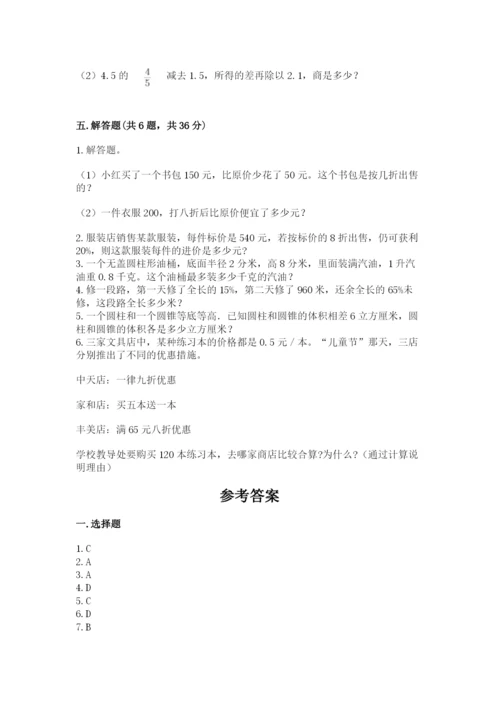 北京版六年级下册数学期中测试卷（精练）.docx