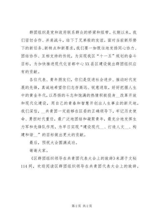 区群团组织领导在共青团代表大会上的致辞 (2).docx