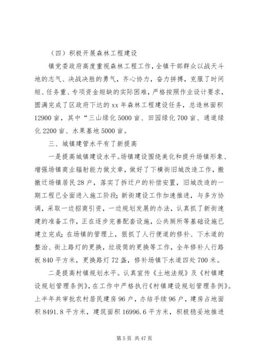 乡镇工作总结及某年工作计划的报告.docx