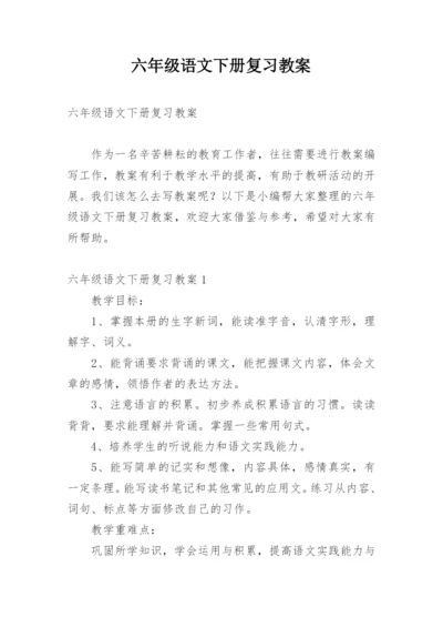 六年级语文下册复习教案.docx