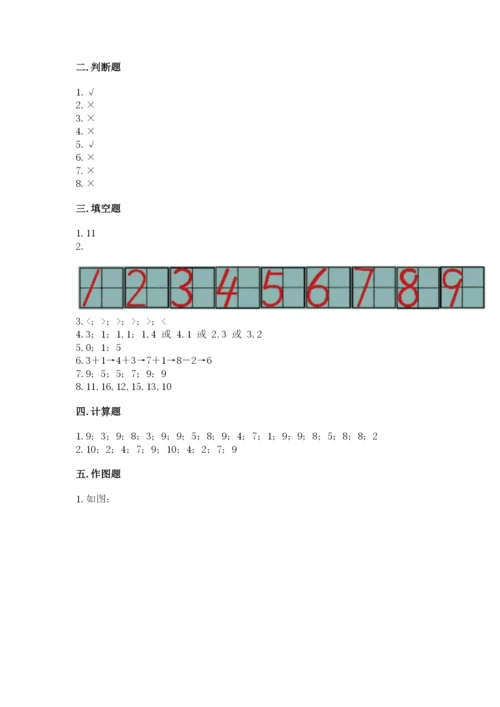 一年级上册数学期末测试卷带答案（预热题）.docx