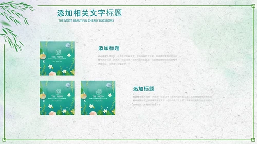 绿色小清新清明节文化习俗介绍主题班会ppt模板