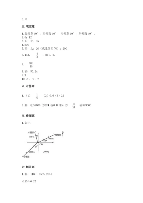 2022人教版六年级上册数学期末测试卷附答案【突破训练】.docx