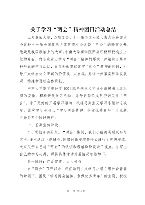 关于学习“两会”精神团日活动总结.docx