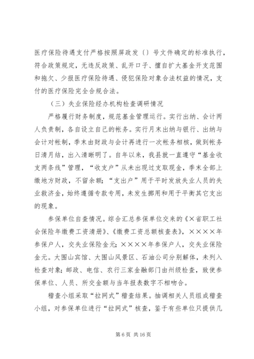 县社会保障监督检查工作汇报材料.docx