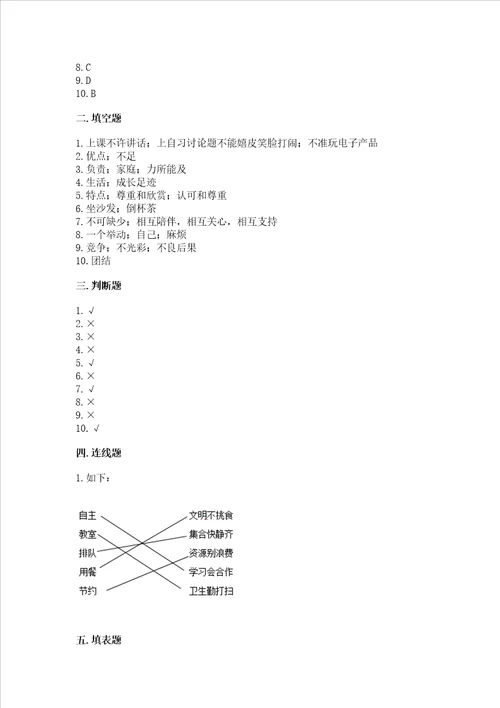 2022部编版四年级上册道德与法治期中测试卷及参考答案1套