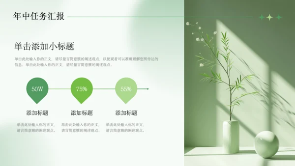 绿色清新风年中工作总结PPT模板