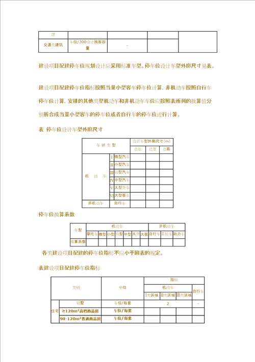 山东省城市建设项目配建停车位设置规范