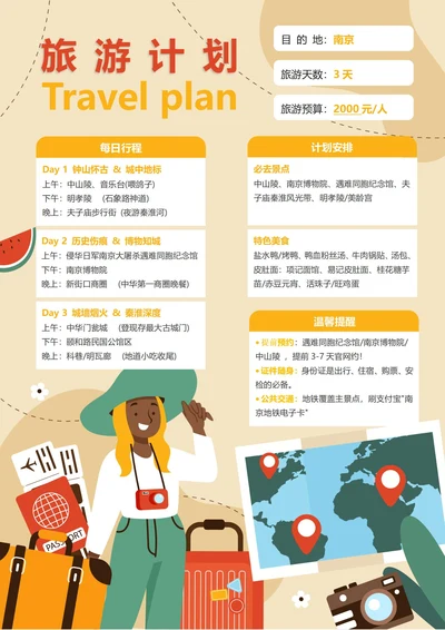 (南京)旅游计划3天