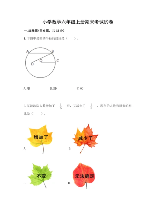 小学数学六年级上册期末考试试卷（考试直接用）word版.docx