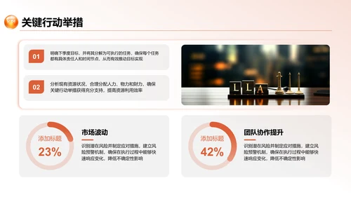 红色商务风季度业绩分析与经验分享PPT模板
