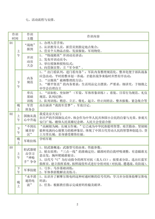 青少年军事夏令营活动策划word模板