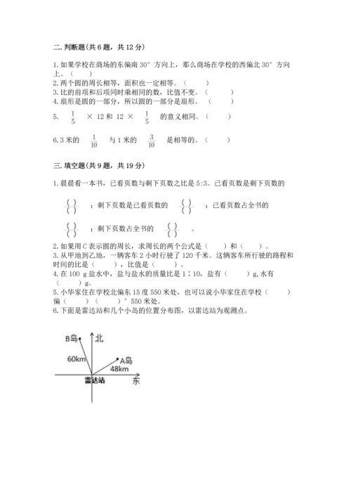 人教版六年级上册数学期末测试卷附答案（达标题）.docx