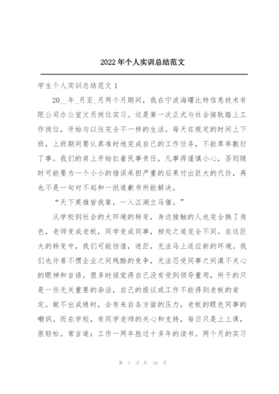 2022年个人实训总结范文.docx