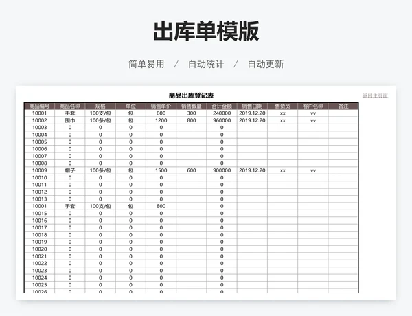 出库单模版