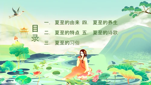 夏至时节主题班会荷花莲花池PPT模板