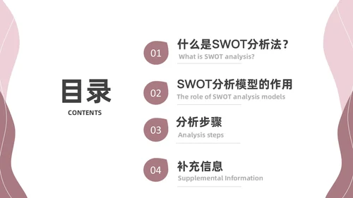 粉色莫兰迪SWOT分析PPT