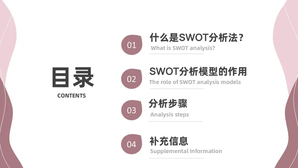 粉色莫兰迪SWOT分析PPT