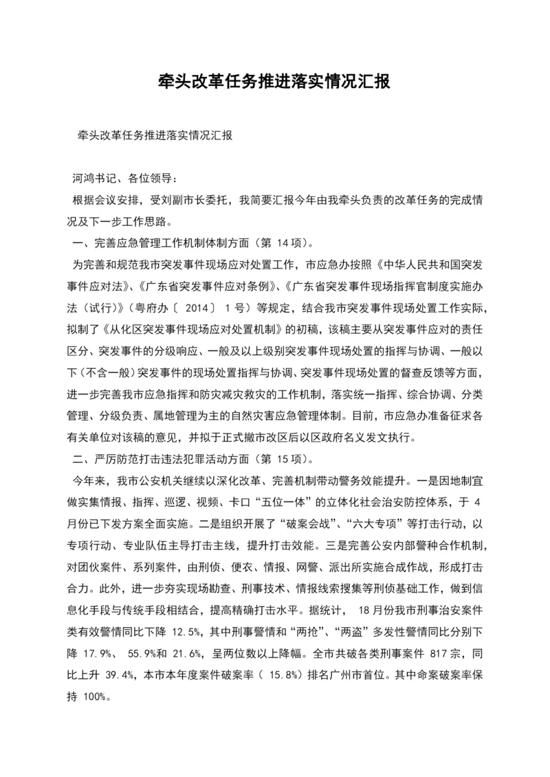 牵头改革任务推进落实情况汇报.docx