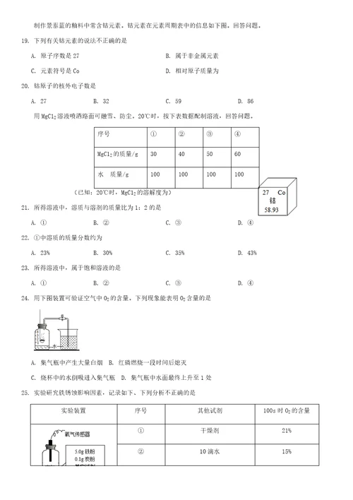 2021年北京市中考化学真题word版附解析副本