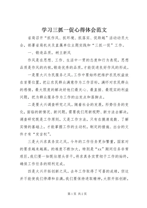 学习三抓一促心得体会范文.docx