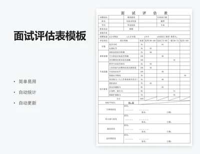 面试评估表模板