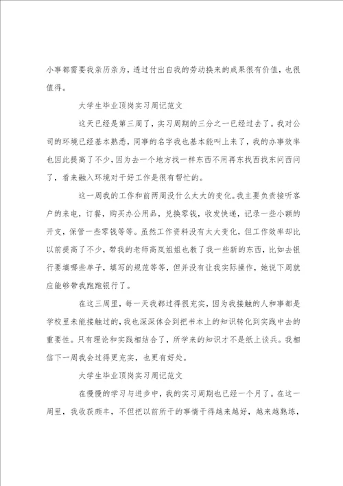 大学生毕业顶岗实习周记范文5篇