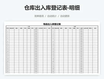 仓库出入库登记表-明细