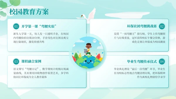 青色清新插画风世界清洁地球日科普宣传PPT模板