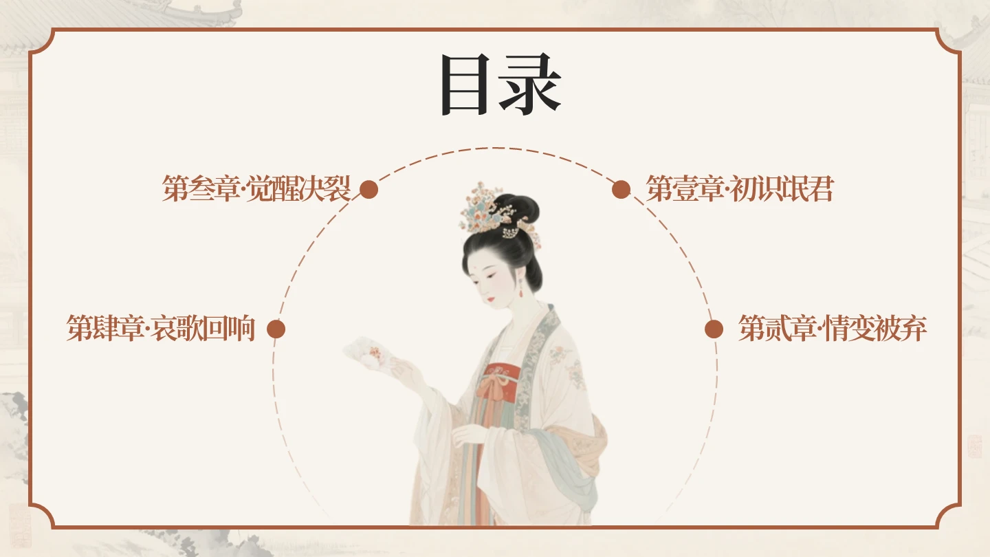 目录页四项棕色中国风《诗经·氓》高中下册PPT单页