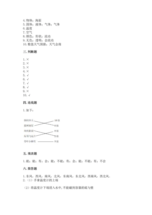 教科版三年级上册科学《期末测试卷》（考点梳理）.docx