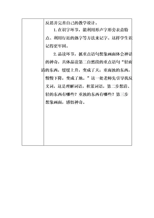 小学语文四年级上册《12盘古开天地》教研活动记录