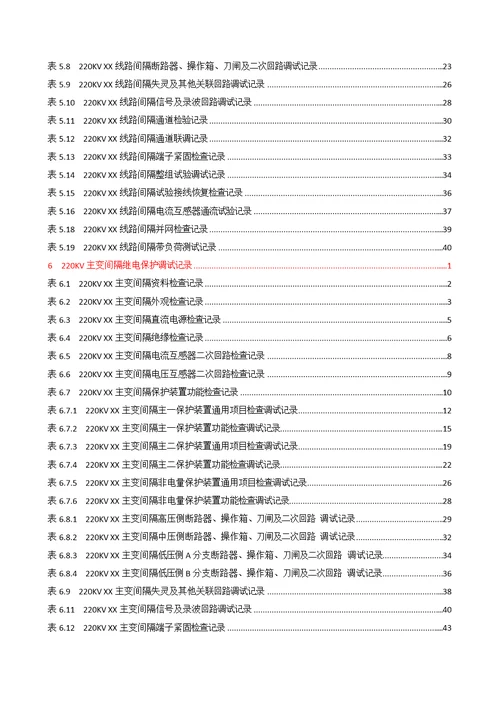 变配电工程继电保护调试记录