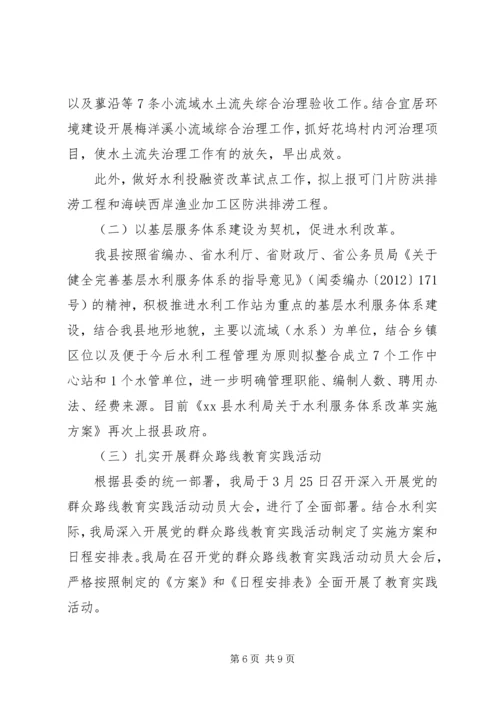 县水利局上半年工作报告材料.docx