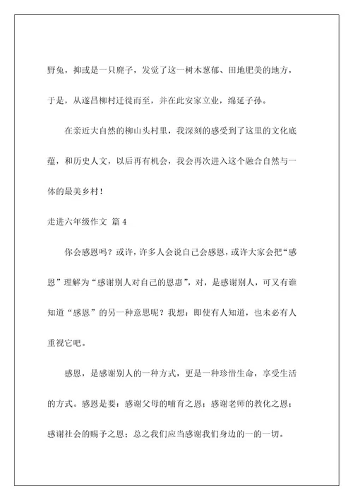 走进六年级作文19