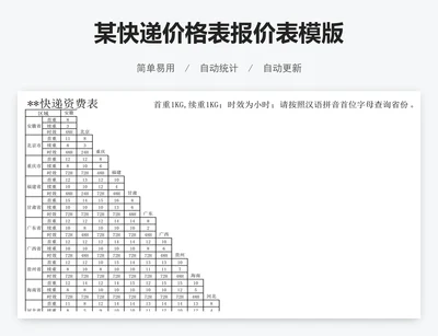 某快递价格表报价表模版