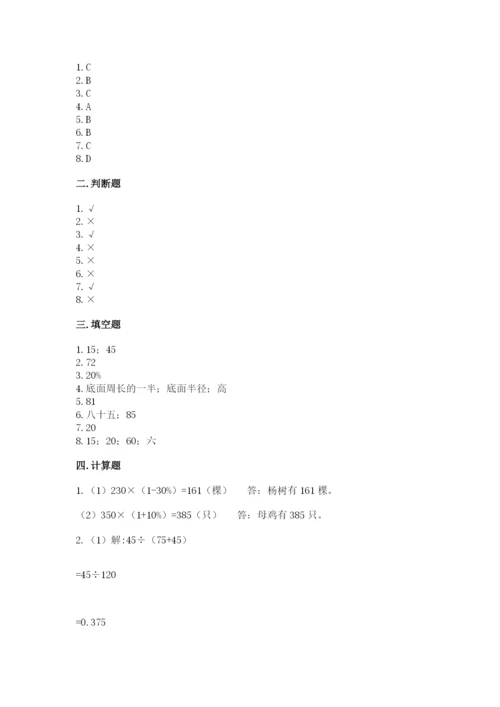 苏教版六年级下册数学期中测试卷（有一套）.docx
