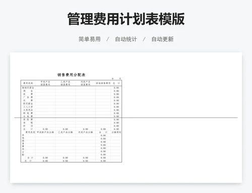 管理费用计划表模版