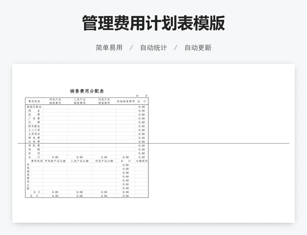 管理费用计划表模版