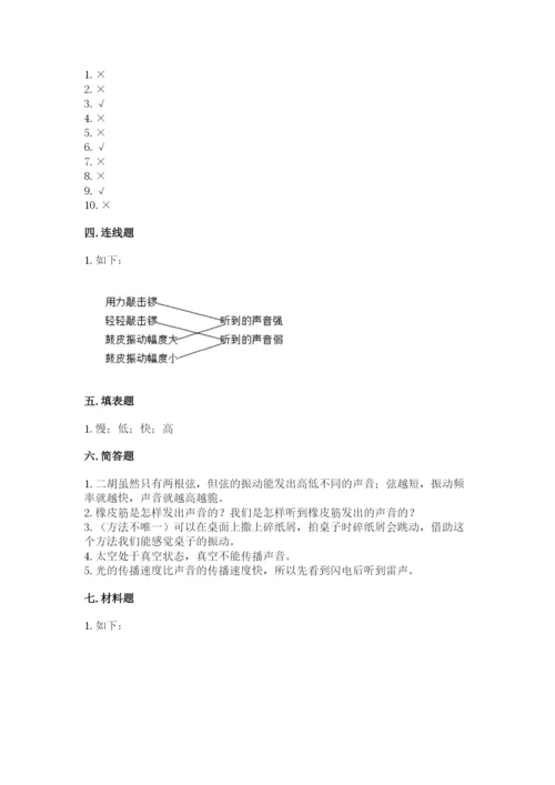 教科版科学四年级上册第一单元声音测试卷（历年真题）word版.docx
