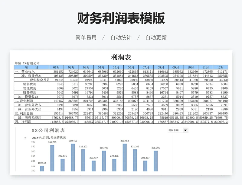 财务利润表模版