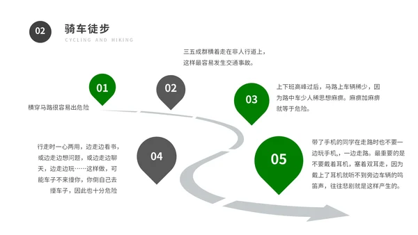 绿色卡通风交通安全保护自己教育主题班会PPT