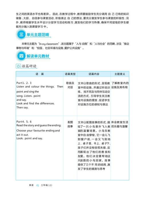 Unit 5  In my classroom单元整体教学设计5课时