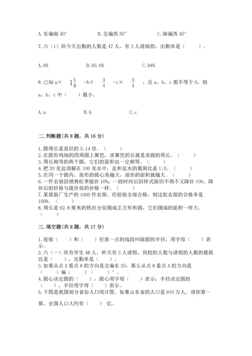 人教版小学六年级上册数学期末测试卷精品【b卷】.docx